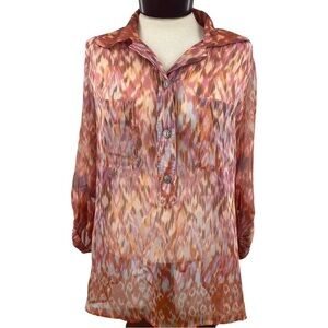 Hunter Dixson Women’s Watercolor 100% Silk Pullover Top Size Large